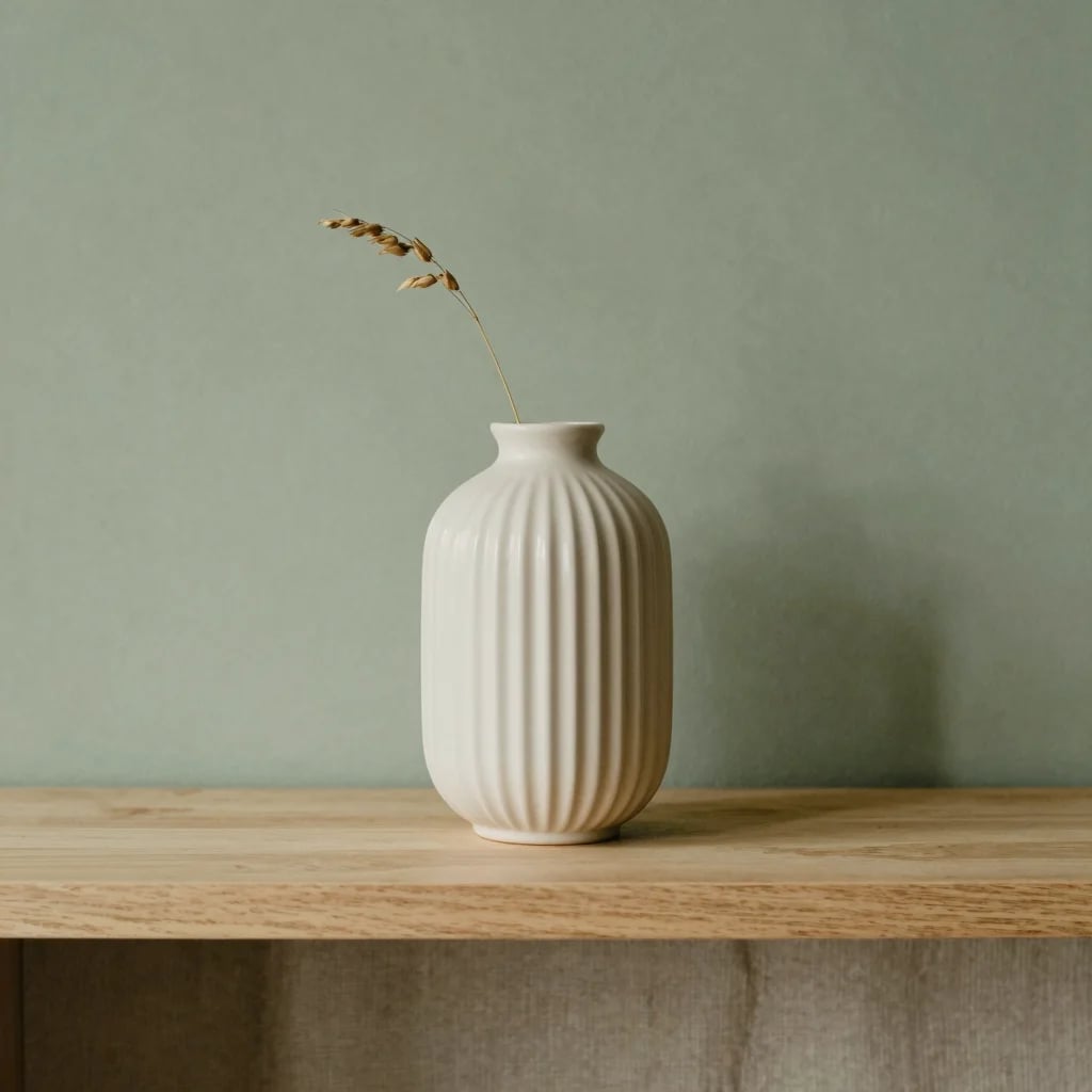 Cream Ribbed Vase